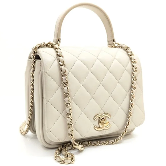 ✨️Authentic Chanel Citizen Chic Top Handle Bag Quilted Lambskin Mini ivory - Picture 15 of 16